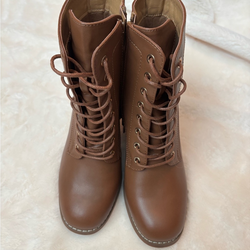 Brown Lace-Up Ankle Boots